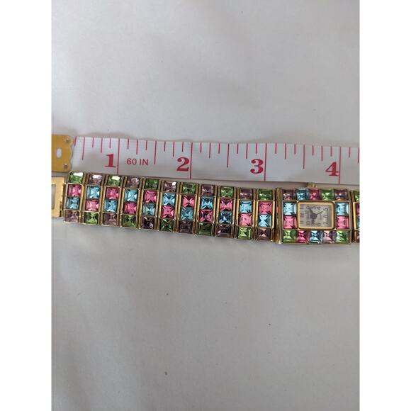 Swanie Women's Mulicolored Sparkle Rhinestone Watch 7in Working - Picture 5 of 7